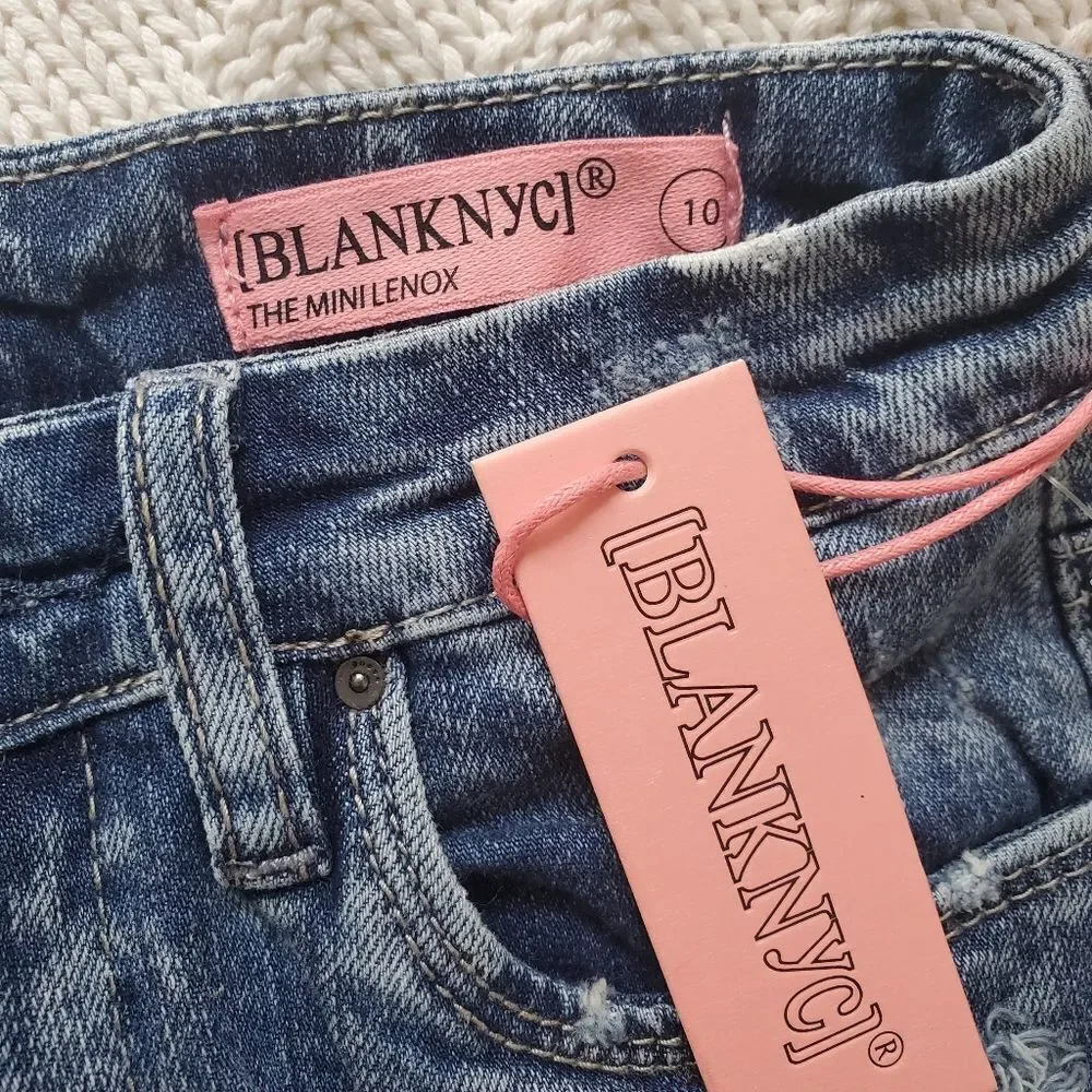 Blank NYC Girls Blue Distressed Denim Shorts
